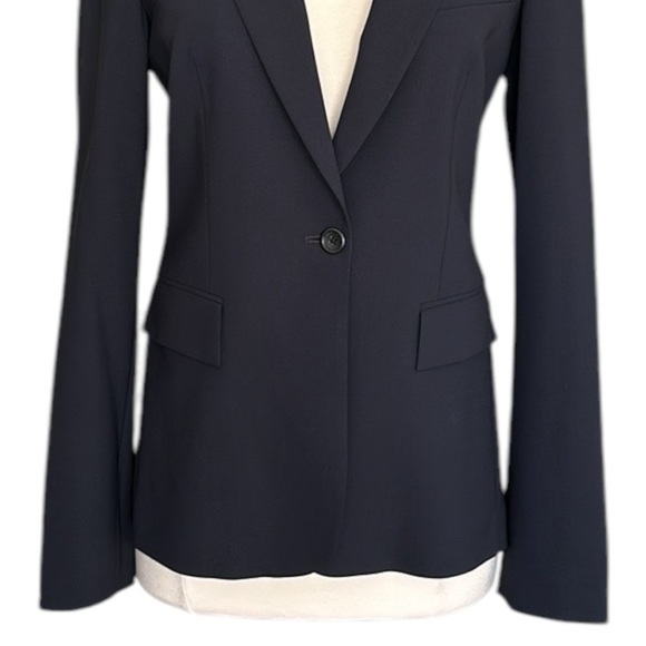 HUGO BOSS Juicy Wool Blazer Navy Blue One Button Tailored Career Wear Size 6 - Picture 4 of 16